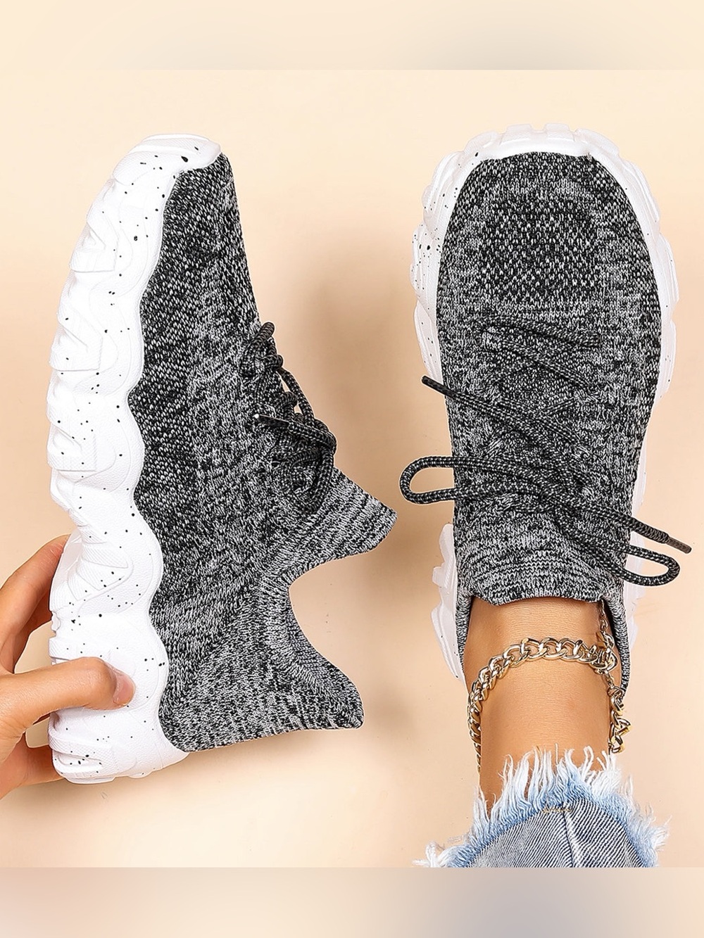 NWT! Lace Up Knit Chunky Sneakers